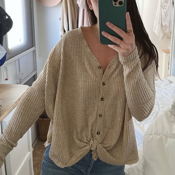 Urban Outfitters Cozy Waffle Knit Top - Picture 3 of 16